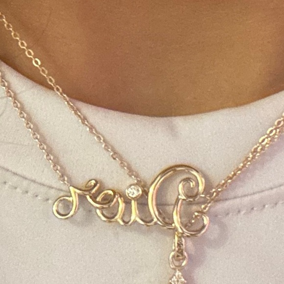 real 18k gold dior necklace with real diamond emblem on the letter “i” - Picture 1 of 7